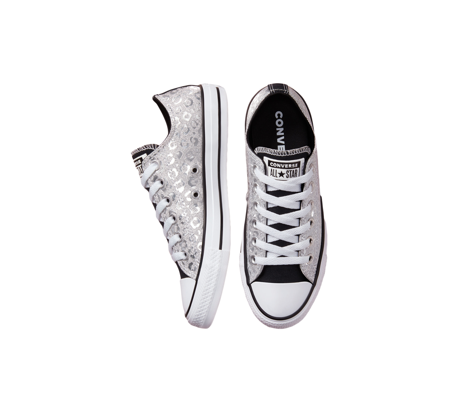 Converse Womens Authentic Glam Chuck Taylor All Star Shoes Silver/White UK 3-8