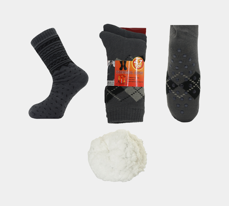 Mens 4.7 TOG Thermal Fleece Sherpa Lining Socks Multi Colour Options UK 6-11