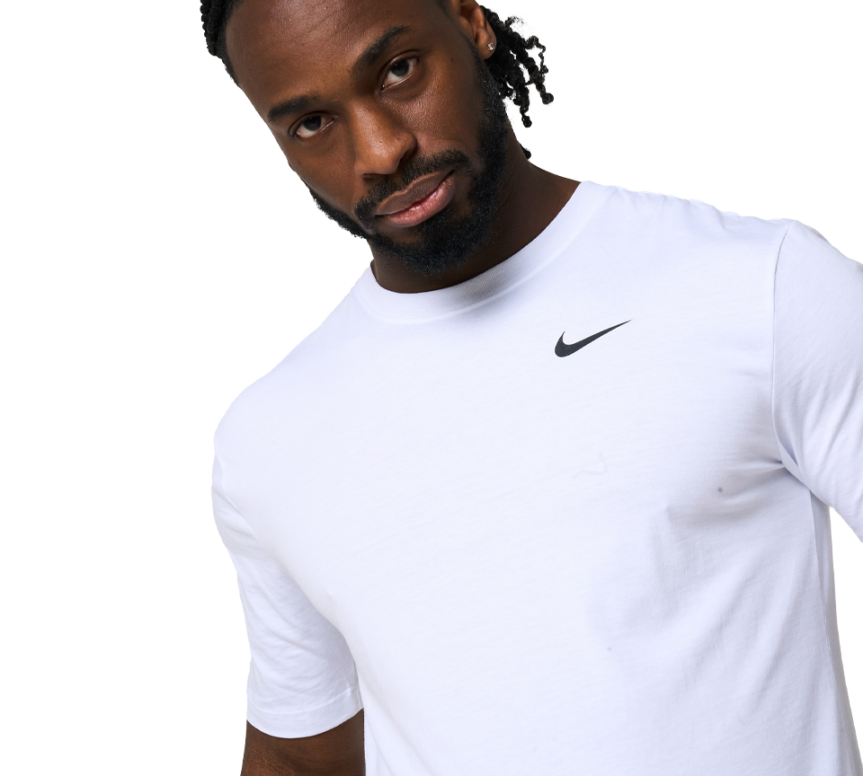 Nike Dri-FIT Tee Mens White Short Sleeve Crew Neck Training T-Shirt UK S-2XL