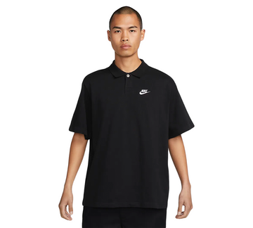 Nike Club Mens Black Polo T-Shirt Futura Logo Relaxed Fit Cotton UK S-2XL