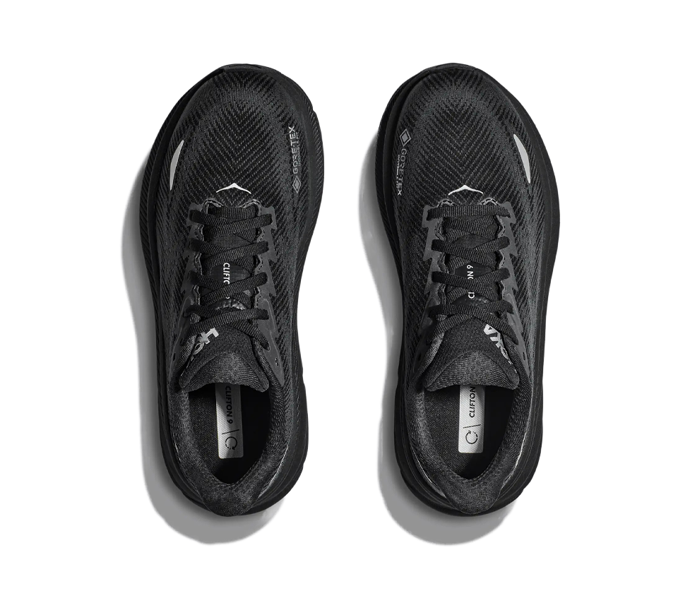 HOKA Clifton 9 GORE-TEX Triple Black Mens Running Shoes Trainers UK 4-8