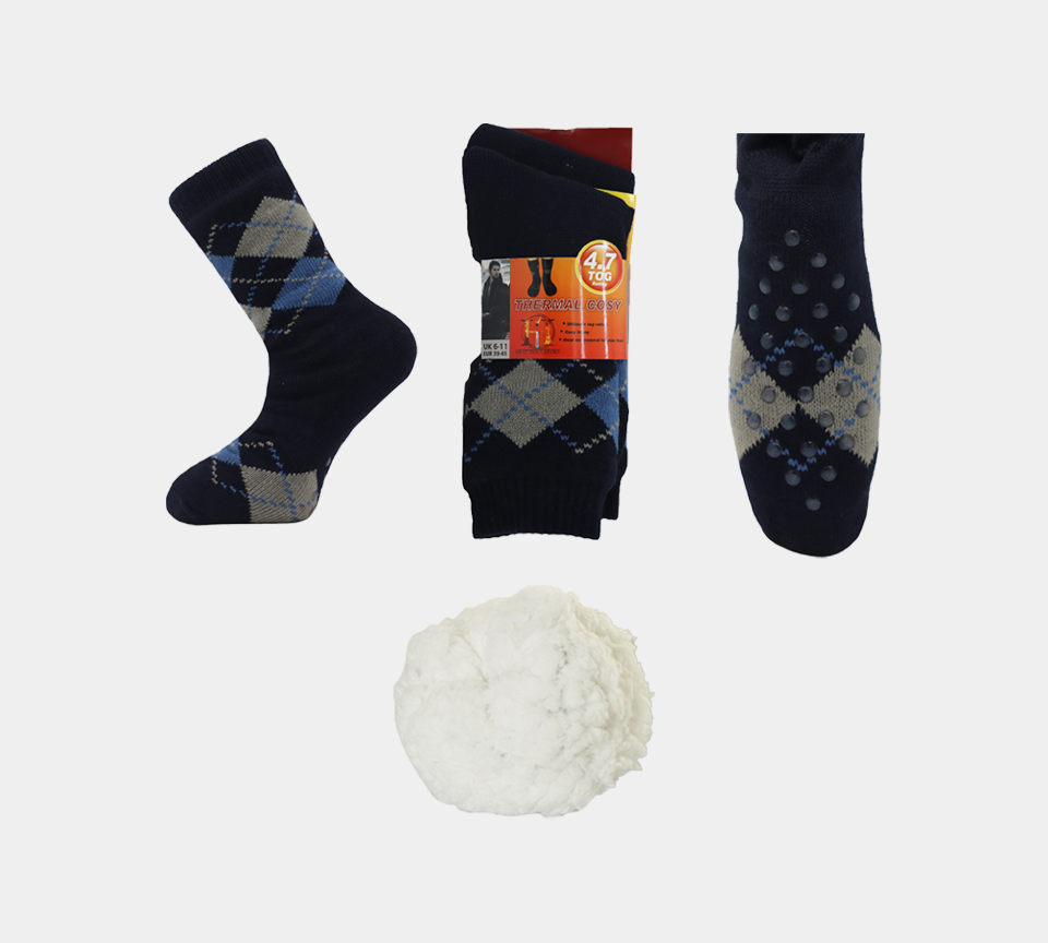 Mens 4.7 TOG Thermal Fleece Sherpa Lining Socks Multi Colour Options UK 6-11