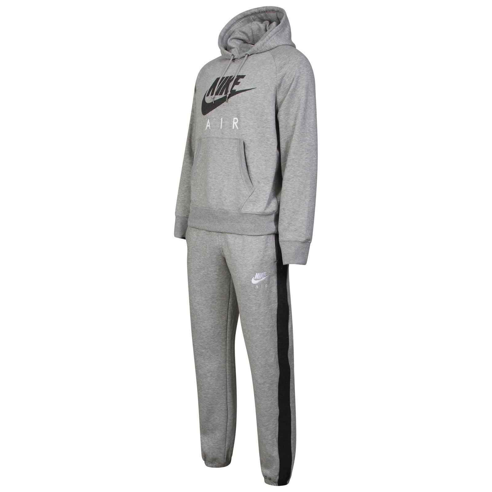 Nike Air Grey Mens Fleece Tracksuit Hoodie Jogger Set S-2XL