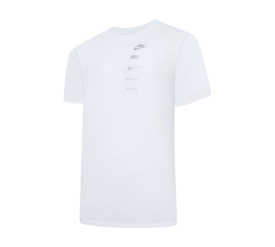 Nike Multi Logo Tee Mens White Grey Blue Short Sleeve Crew Neck T-Shirt UK S-2XL