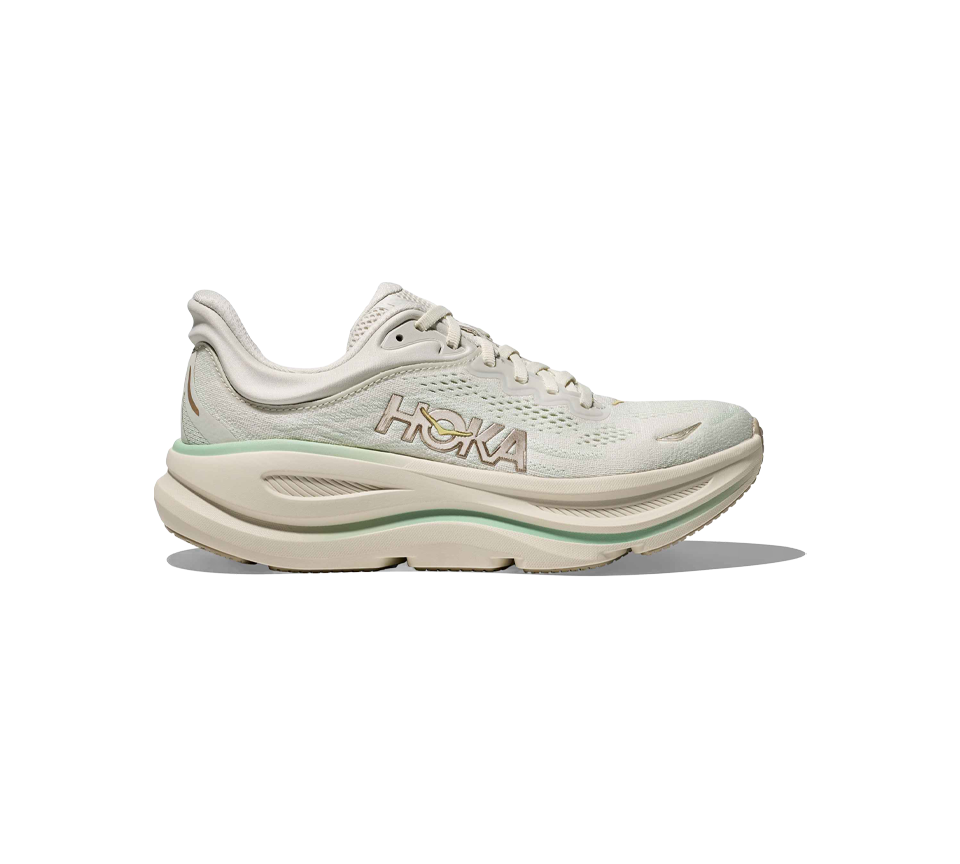 Hoka Womens Bondi 9 Skyward Blue/Neon fuchsia & Truffle Salt/Sea Glass Trainers Shoes UK 4-8