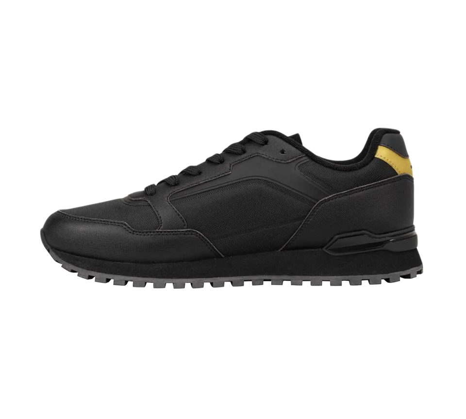 Boss Mens Parkour Trainers Black Lace-Up Sneakers with Gold Detail UK 6-11