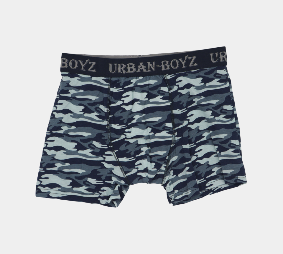 Urban-Boyz Camo Soft Cotton Boxer Mens Shorts Underwear Blue/Grey S-XL