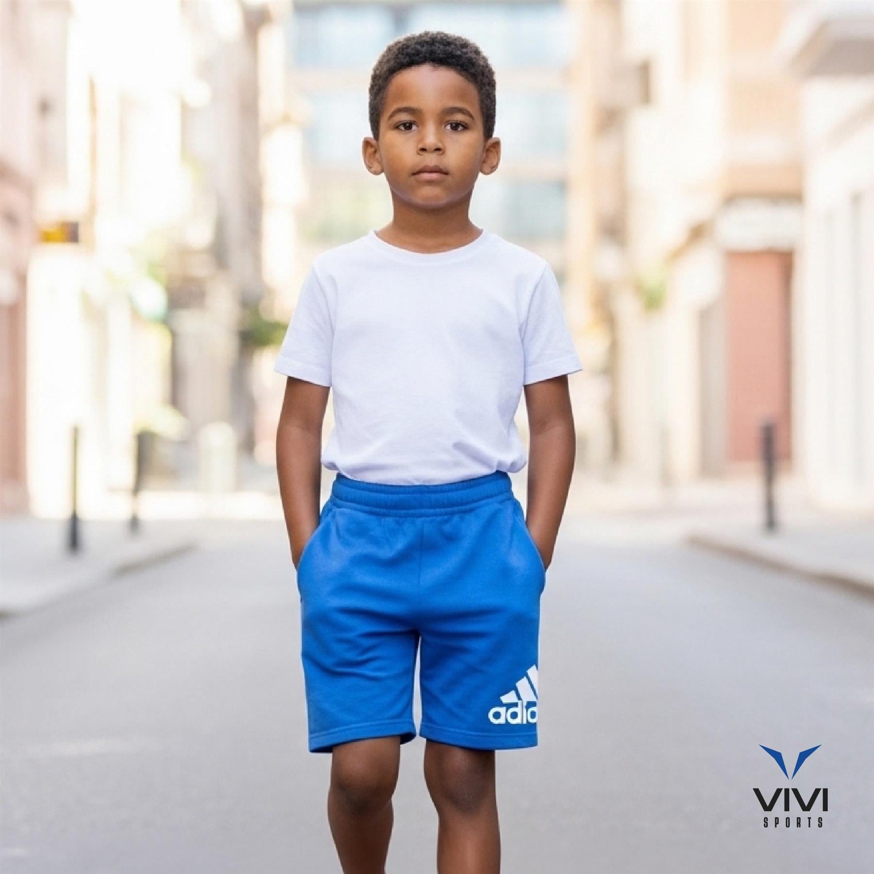 Adidas Kids Training Workout Sport Gym Shorts with Pockets Blue - 2XS-L