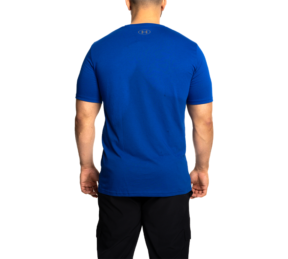 Under Armour Boxed Sportstyle Tee Mens Crew Neck T-Shirt Royal Graphite and Steel Light Heather Graphite UK S-3XL