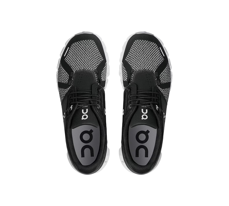 ON Cloud 5 Combo Womens Trainers Black Alloy Shoes UK 4-5