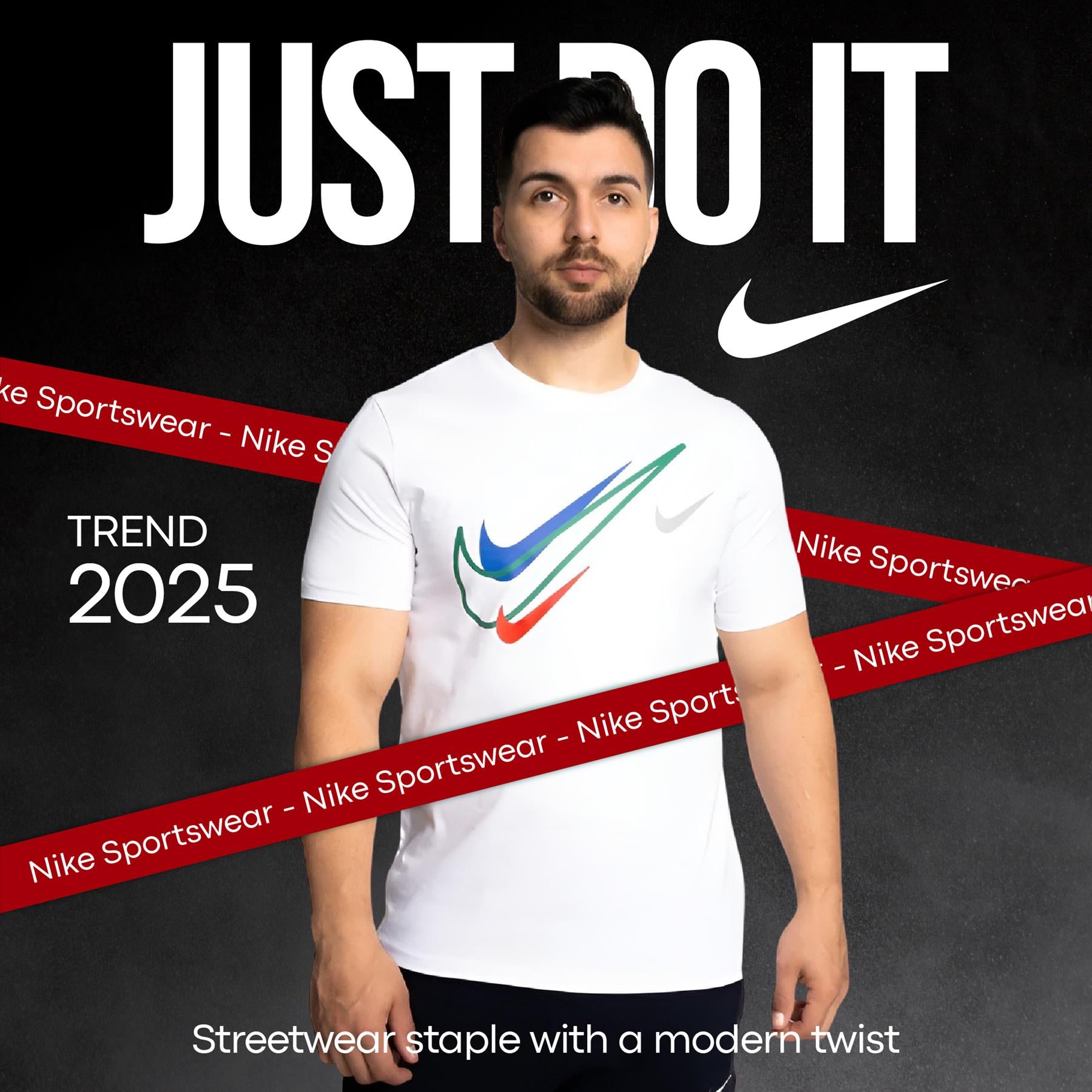 Nike Sportswear Short Sleeve Swoosh Logo T-Shirt Mens White Black Grey Navy Casual UK S-2XL