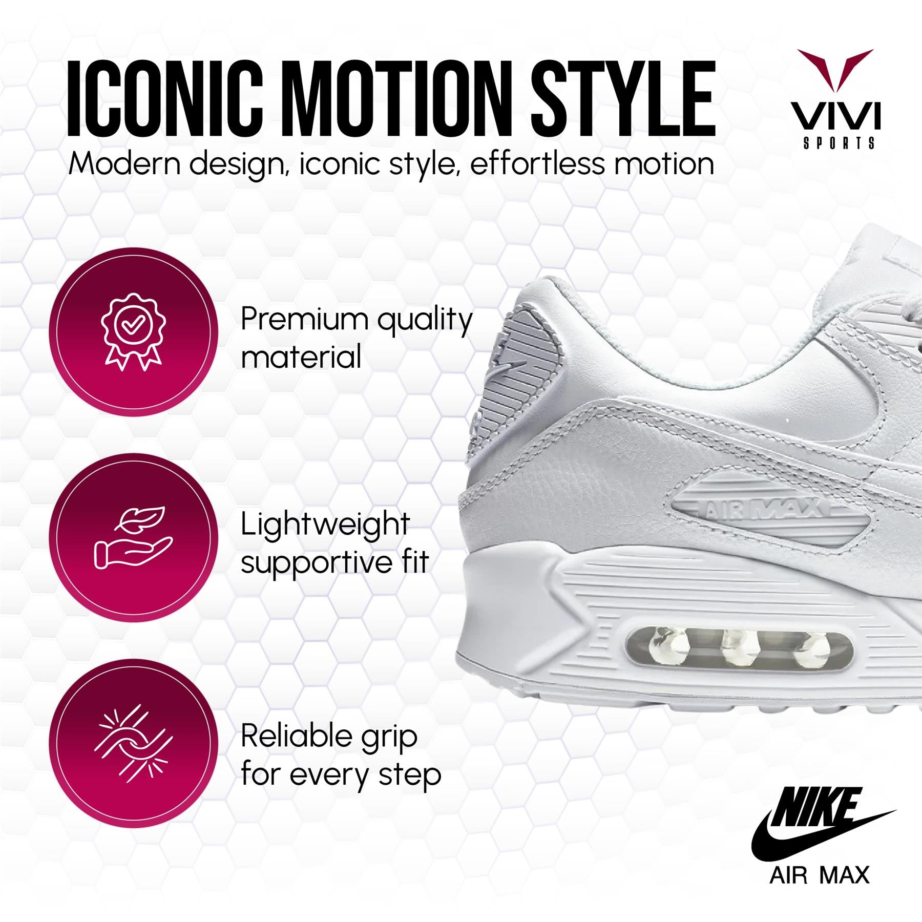 Nike Air Max 90 LTR Trainers White Leather Shoes UK 6-12