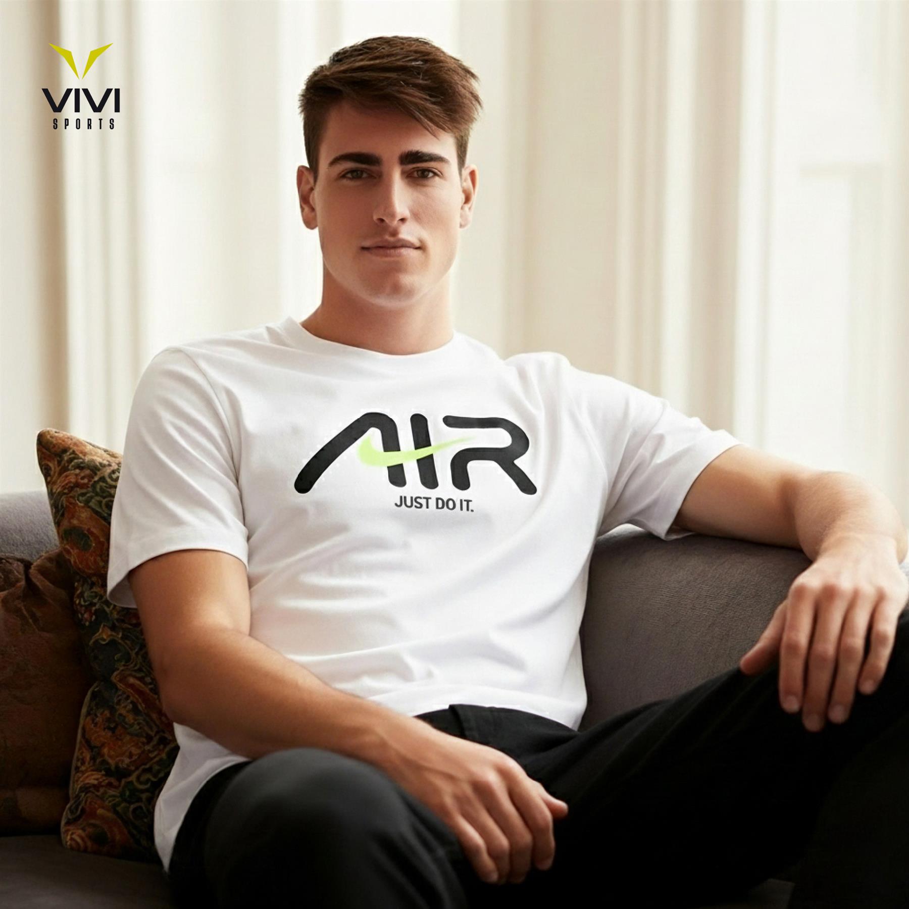 Nike Air Swoosh T Shirt Mens Casual Black and White Crew Neck Short Sleeve Tee UK S-2XL