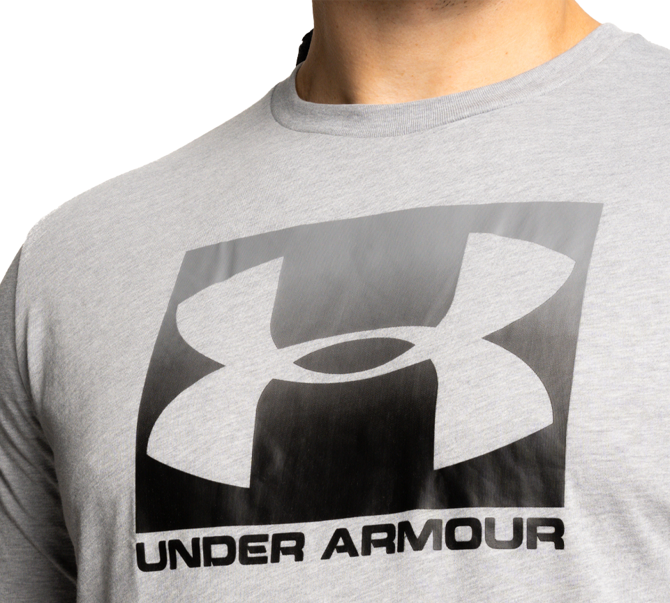 Under Armour Boxed Sportstyle Tee Mens Crew Neck T-Shirt Royal Graphite and Steel Light Heather Graphite UK S-3XL