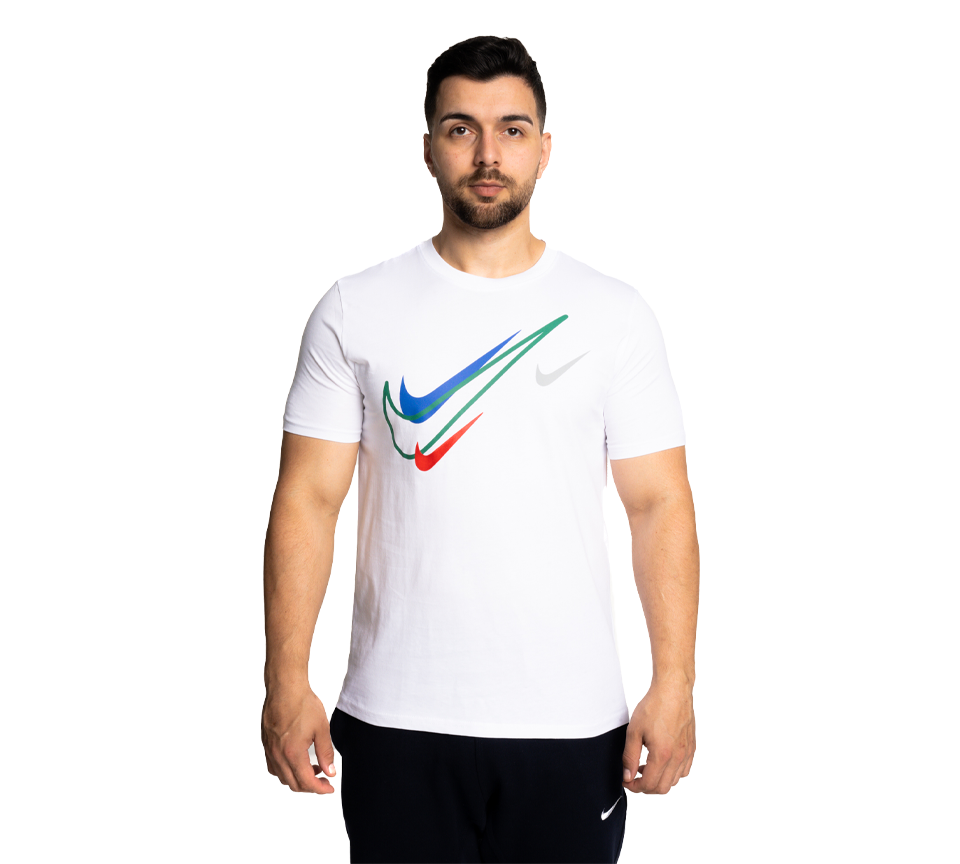 Nike Sportswear Short Sleeve Swoosh Logo T-Shirt Mens White Black Grey Navy Casual UK S-2XL