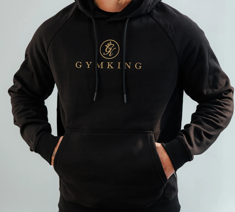 Gym King Pro Hoodie Black Gold UK S-M