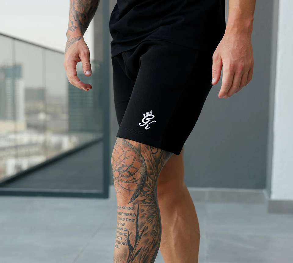 Gym King Fundamental Fleece Shorts Black Mens Slim Fit Casual Shorts S-2XL