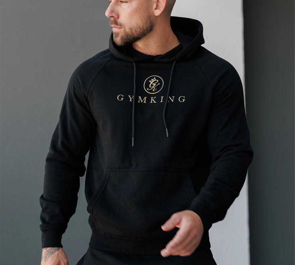 Gym King Pro Hoodie Black Gold UK S-M