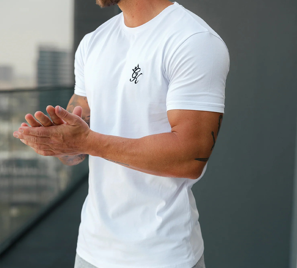 Gym King Fundamental T-Shirt Mens Casual Gym Jersey Tee Black and White UK XS-2XL