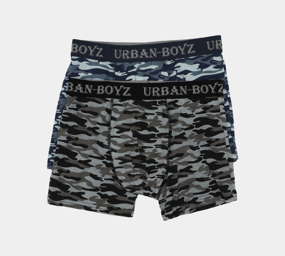 Urban-Boyz Camo Soft Cotton Boxer Mens Shorts Underwear Blue/Grey S-XL