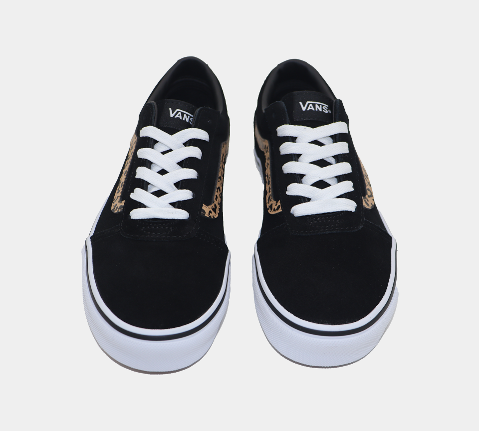 Vans Ward Suede Kids Girls Shoes Black/Cheetah UK 10-13/1-5