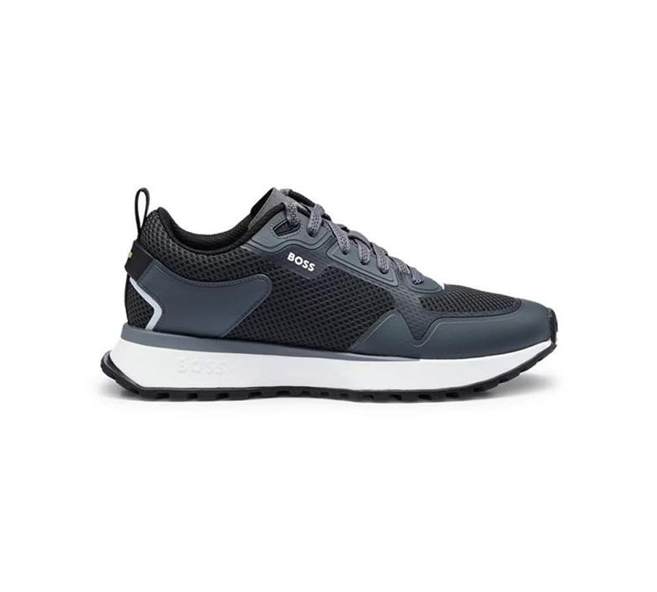 Hugo Boss Jonah Runn Meth Mens Trainers Grey Black Casual Sneakers UK 7-12