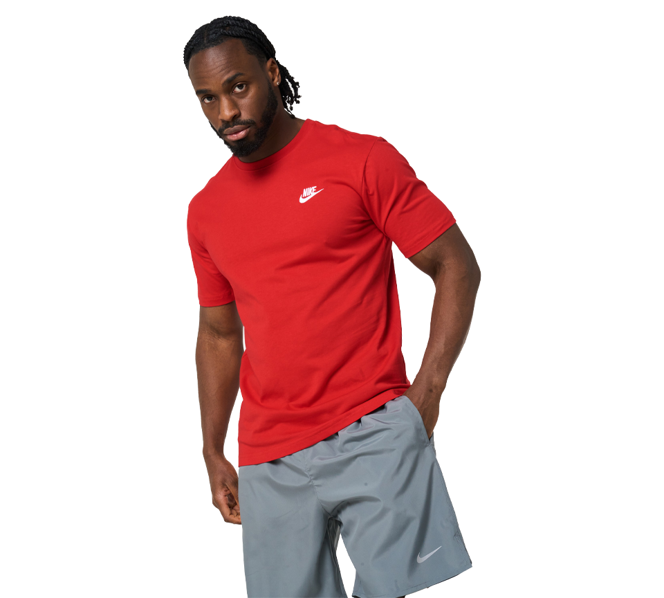 Nike Swoosh Futura T-Shirt Mens Red Short Sleeve Crew Neck Sportswear Tee UK S-2XL