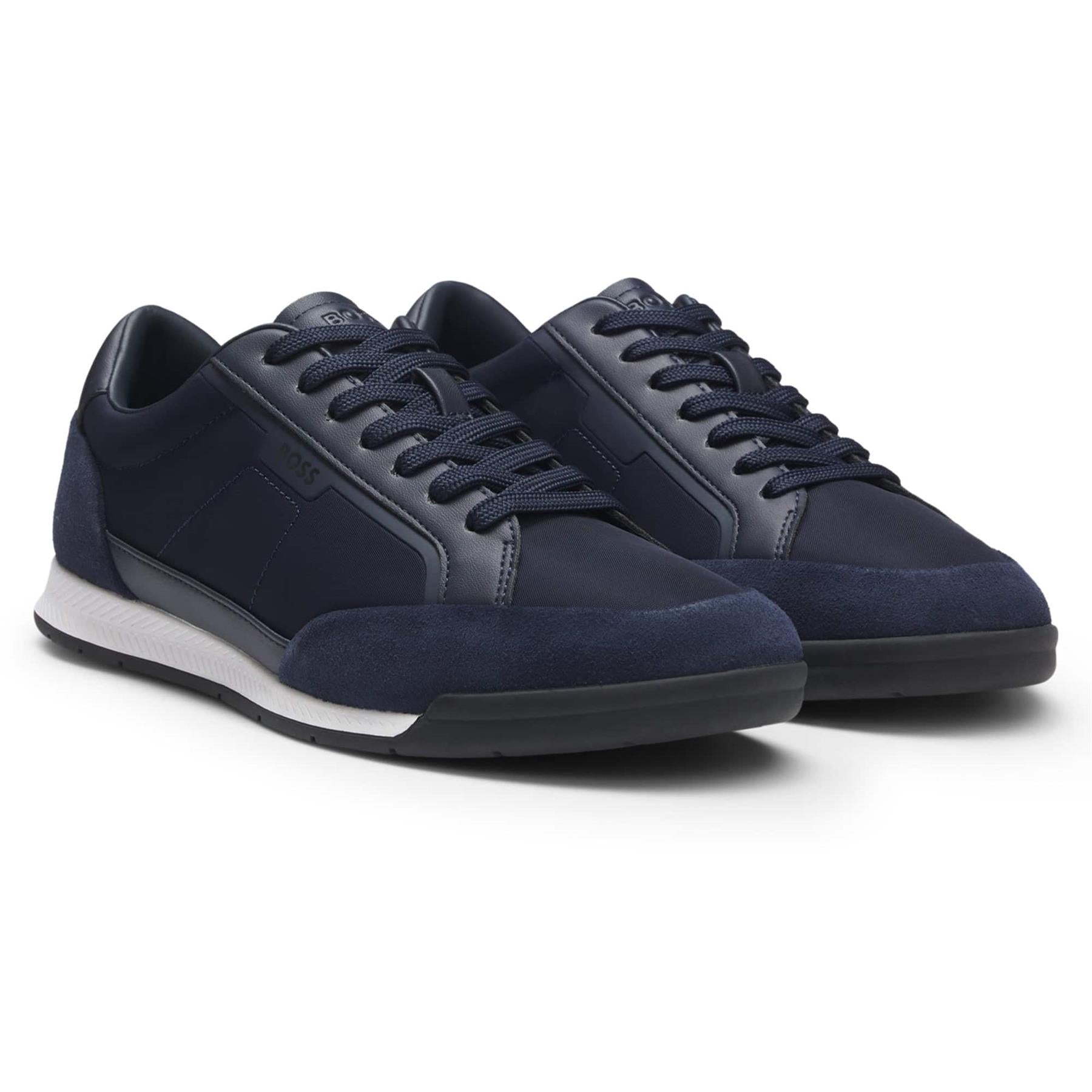 Hugo Boss Nitan Mens Trainers Black Dark Blue Casual Sneakers UK 6-11