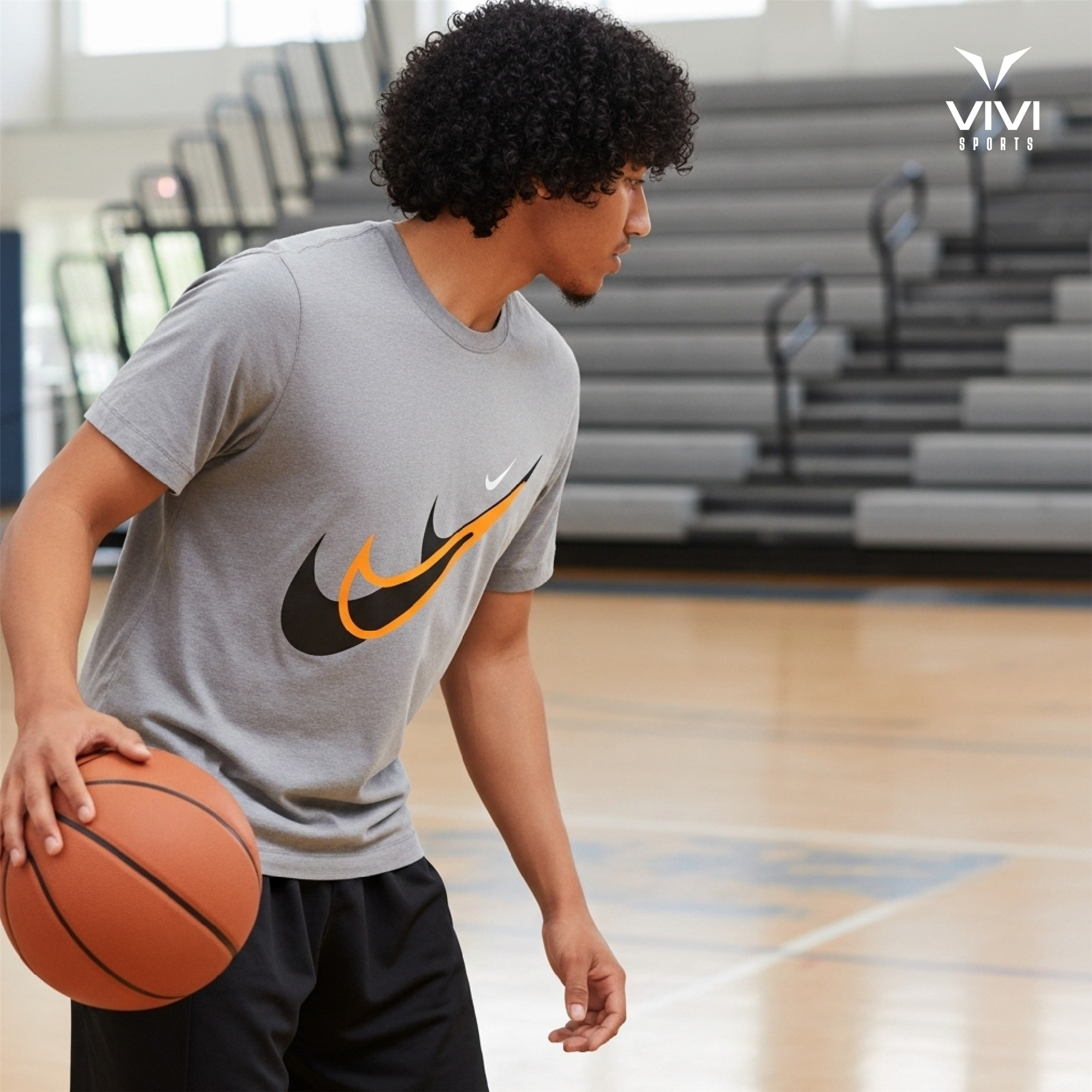 Nike Court SwooshMoto Logo Tee Mens Black and Grey Short Sleeve Crew Neck T-Shirt UK S-2XL