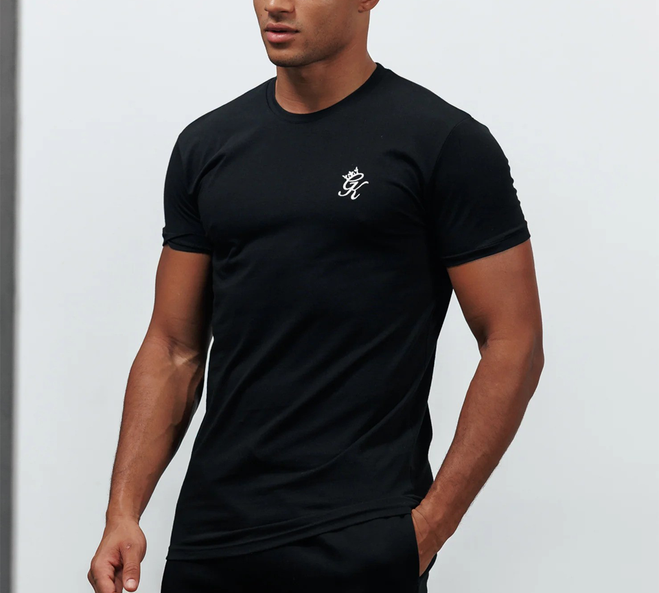 Gym King Fundamental T-Shirt Mens Casual Gym Jersey Tee Black and White UK XS-2XL