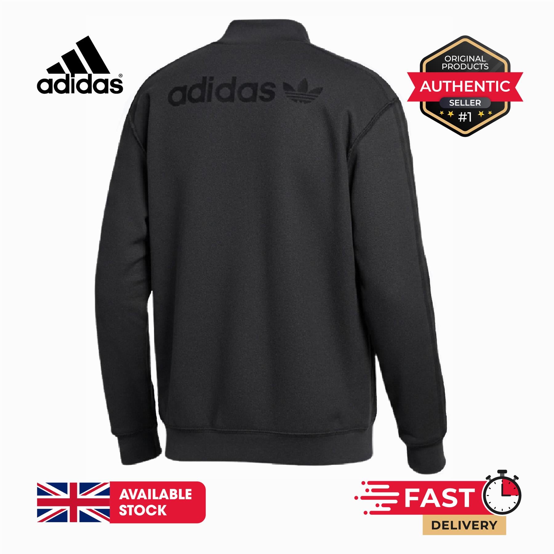 Adidas 100% Cotton Men's Loopback Quarter-Zip HP0417 Sweatshirt Carbon UK XS-L