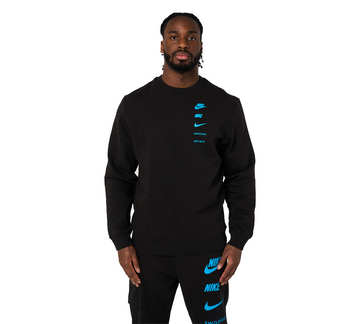 Nike Standard Issue Mens Sweatshirt Black Blue Logo UK S-XL