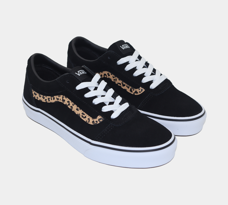 Vans Ward Suede Kids Girls Shoes Black/Cheetah UK 10-13/1-5