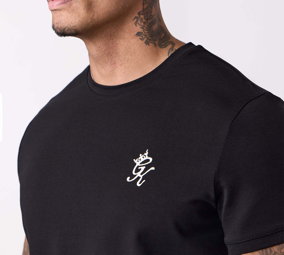 Gym King Fundamental T-Shirt Mens Casual Gym Jersey Tee Black and White UK XS-2XL