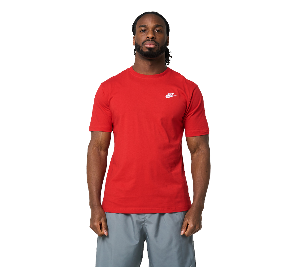 Nike Swoosh Futura T-Shirt Mens Red Short Sleeve Crew Neck Sportswear Tee UK S-2XL