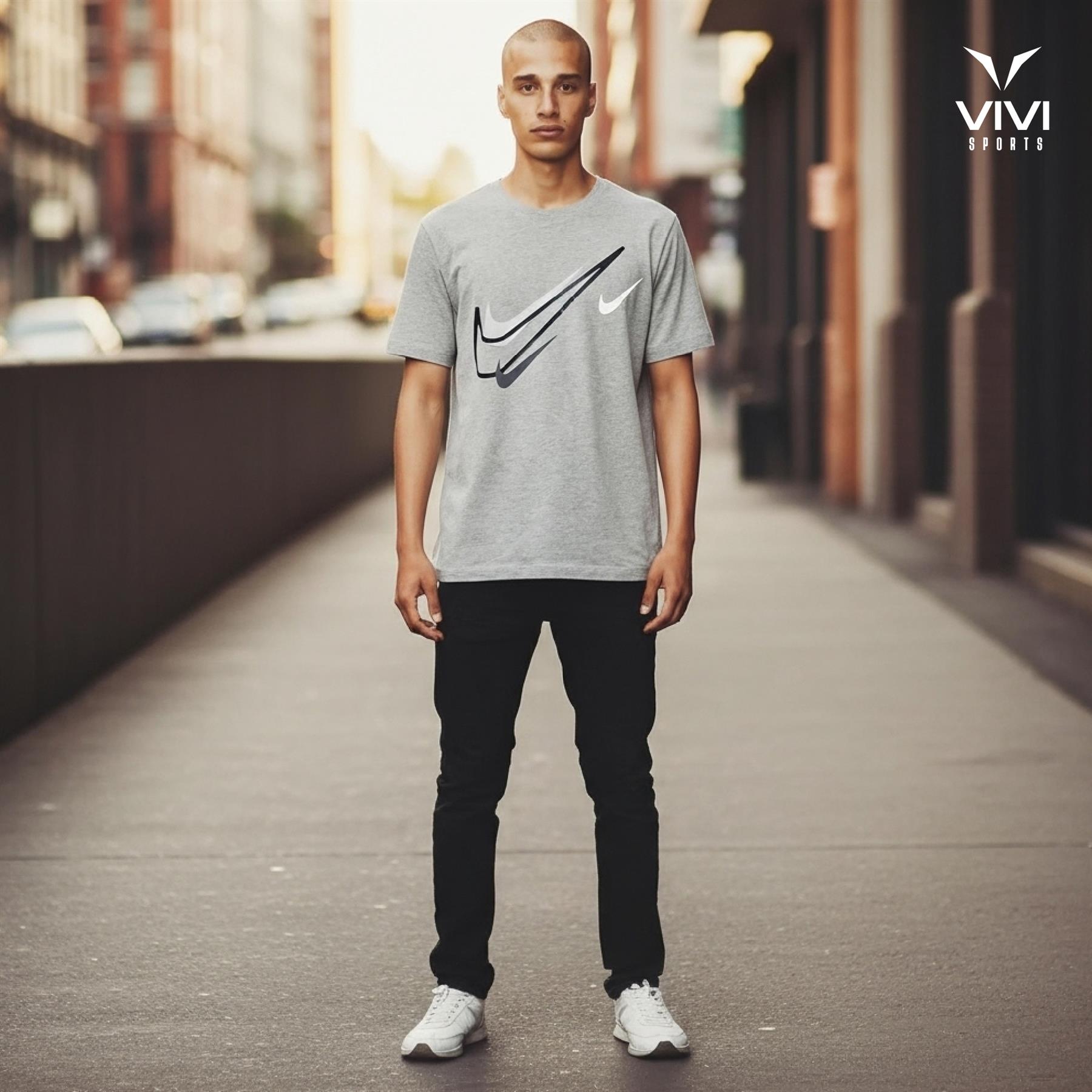 Nike Sportswear Short Sleeve Swoosh Logo T-Shirt Mens White Black Grey Navy Casual UK S-2XL