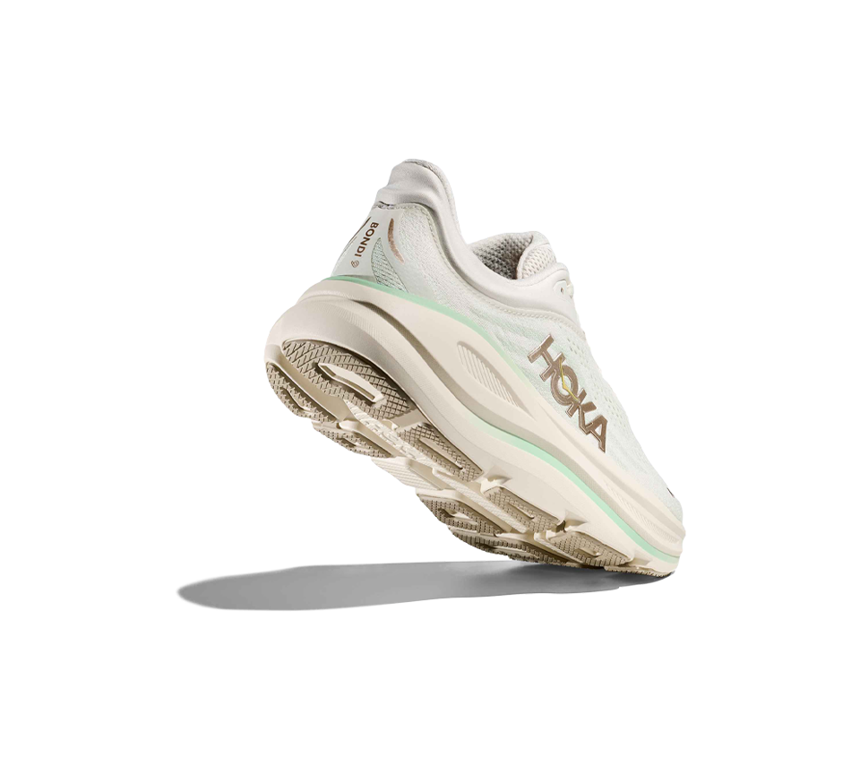 Hoka Womens Bondi 9 Skyward Blue/Neon fuchsia & Truffle Salt/Sea Glass Trainers Shoes UK 4-8