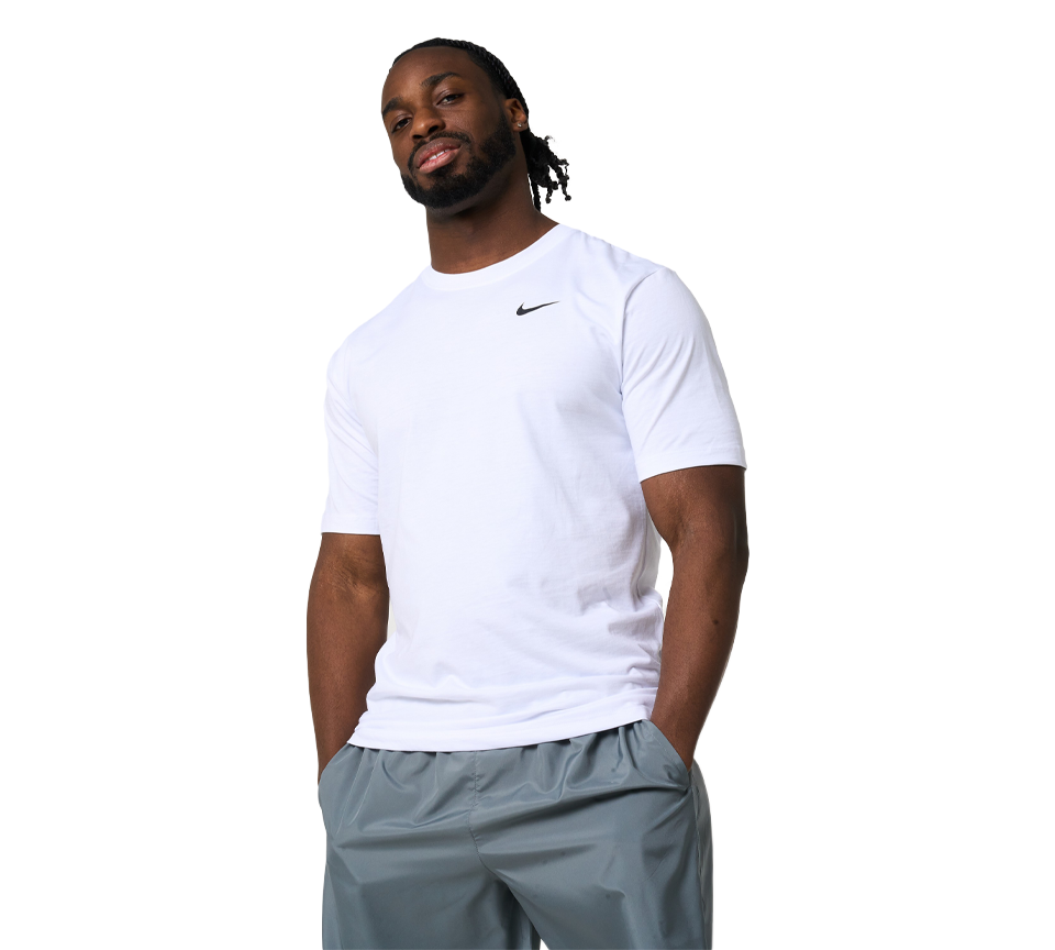Nike Dri-FIT Tee Mens White Short Sleeve Crew Neck Training T-Shirt UK S-2XL