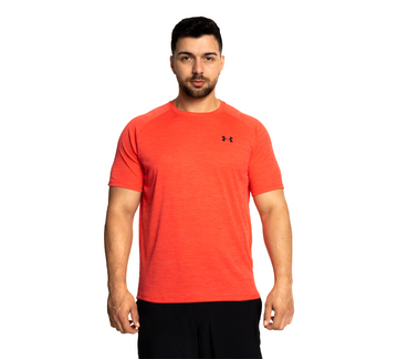 UNDER ARMOUR TECH TEXTURED FOUNDATION T SHIRT Red Solstice / Black UK M-XL