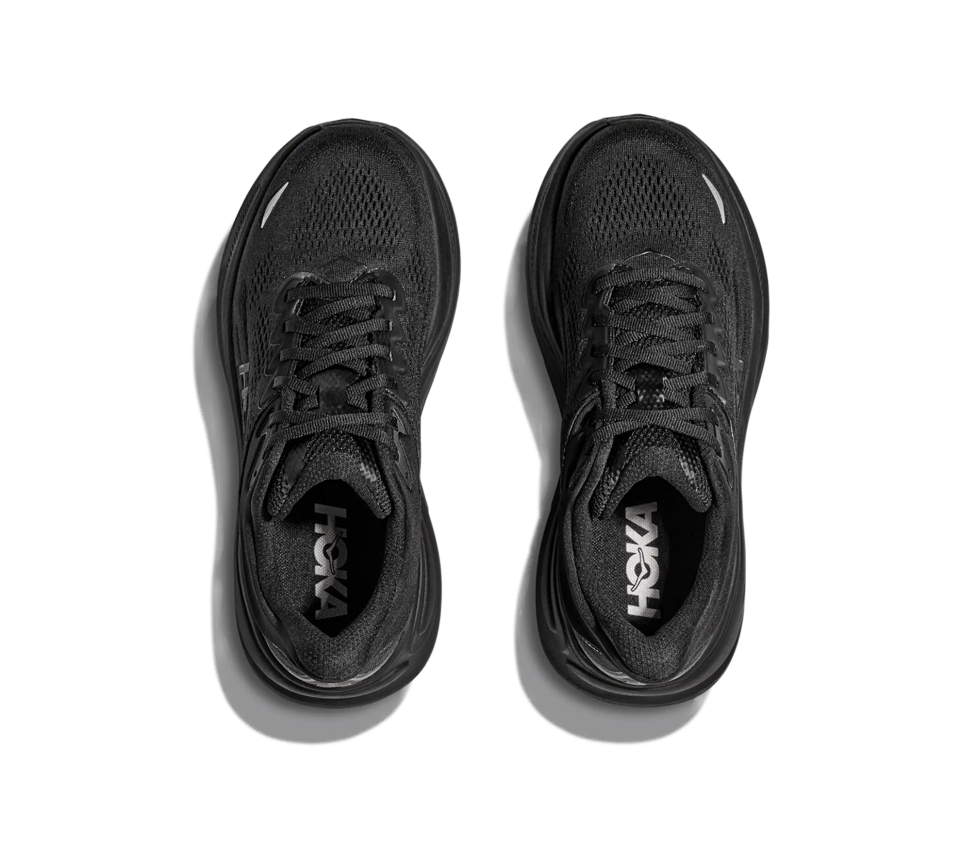 Hoka Bondi 9 Trainers Mens Cushioned Running Shoes Black White UK 7-12