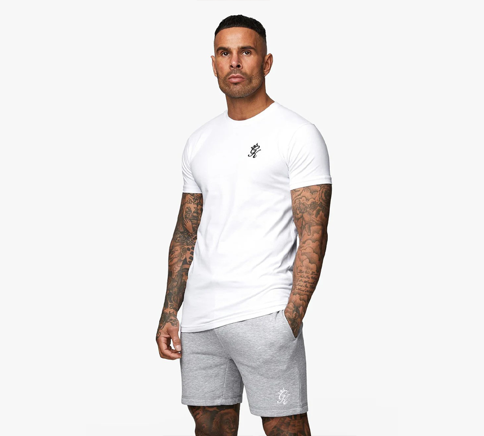 Gym King Fundamental T-Shirt Mens Casual Gym Jersey Tee Black and White UK XS-2XL
