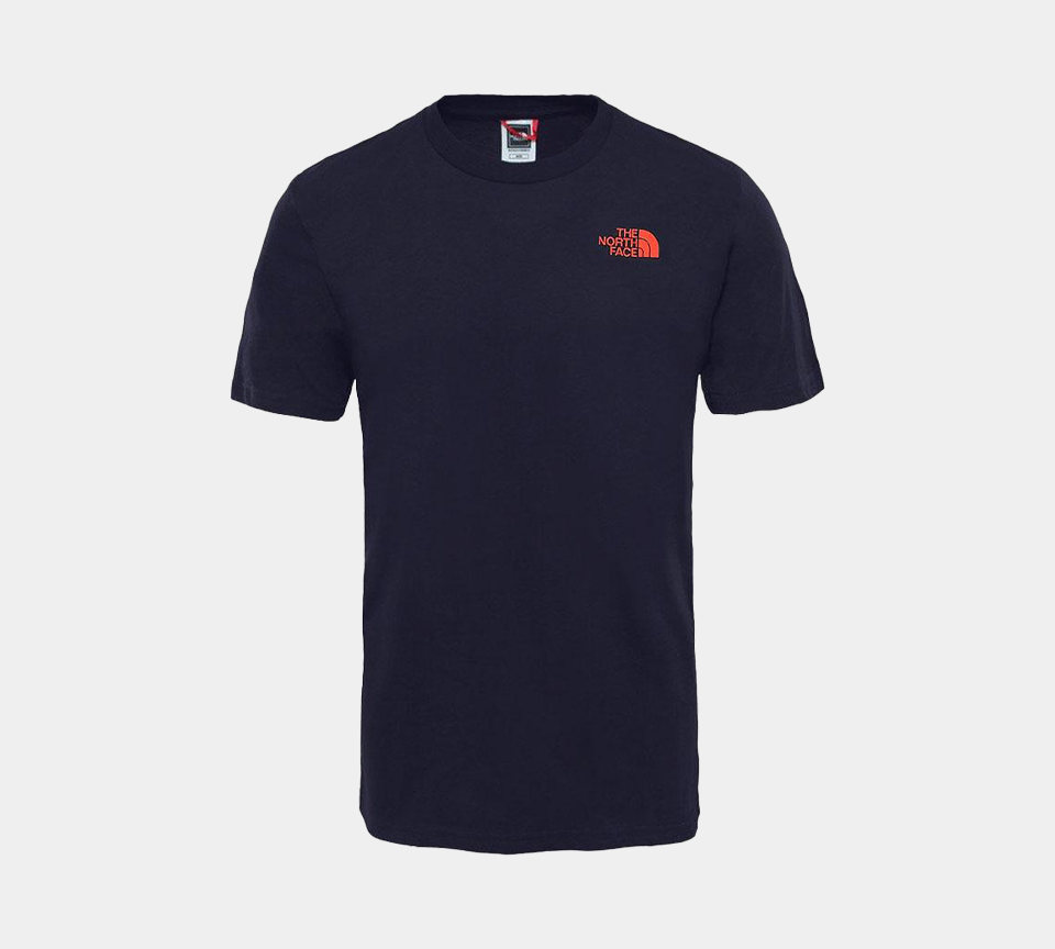 The North Face Mens Short-Sleeve Simple Dome T-shirt Navy/Orange S-XL