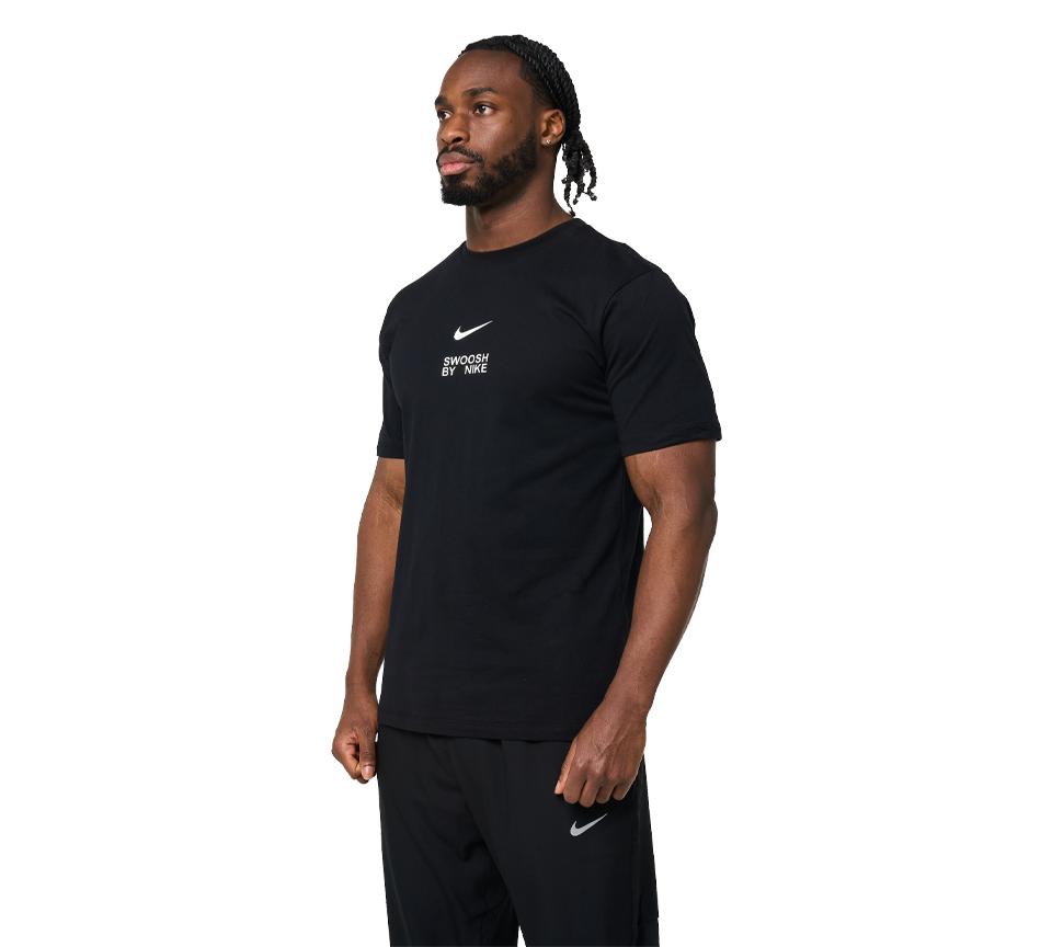 Nike Big Swoosh Tee Mens Black and White Short Sleeve Crew Neck T-Shirt UK S-2XL