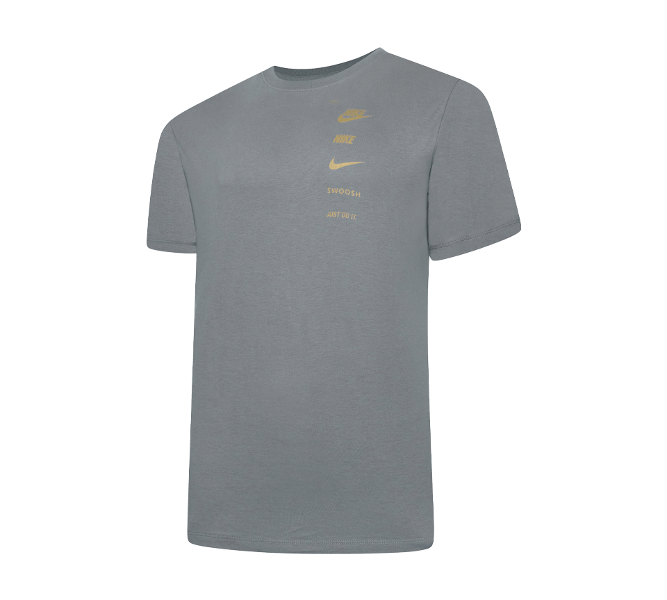 Nike Multi Logo Tee Mens White Grey Blue Short Sleeve Crew Neck T-Shirt UK S-2XL