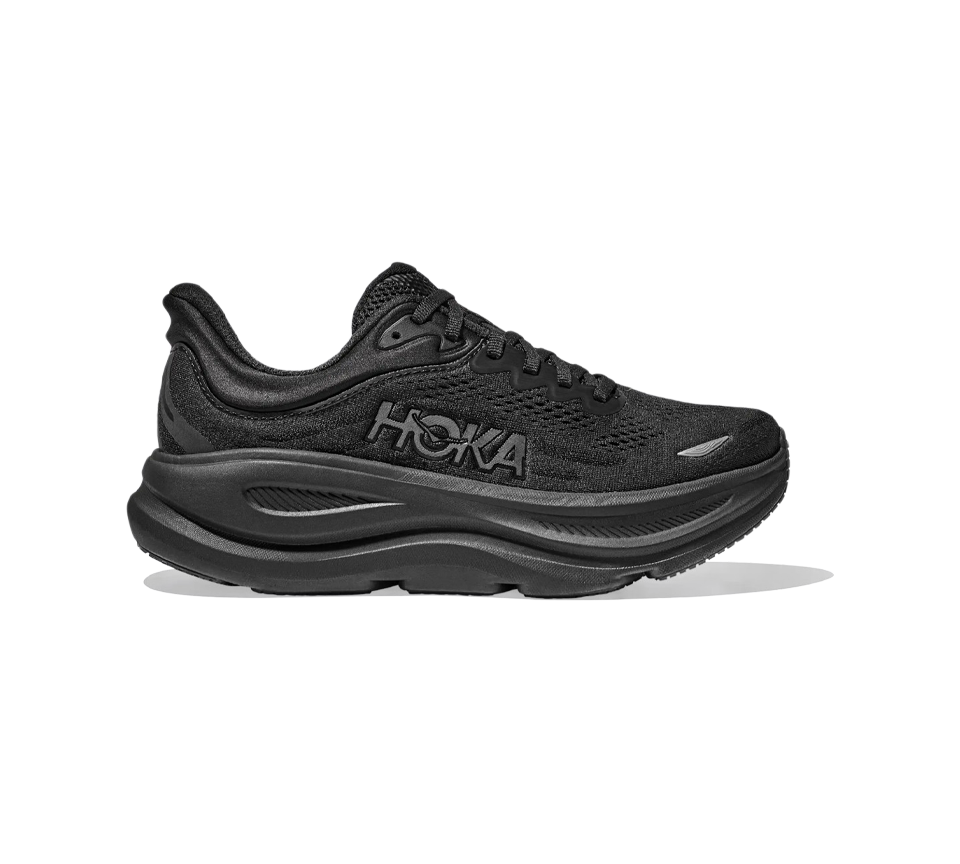 Hoka Bondi 9 Trainers Mens Cushioned Running Shoes Black White UK 7-12