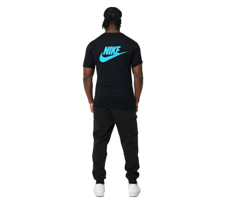 Nike Multi Logo Tee Mens White Grey Blue Short Sleeve Crew Neck T-Shirt UK S-2XL