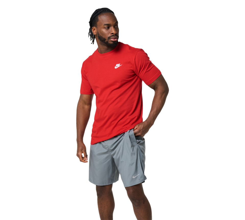 Nike Swoosh Futura T-Shirt Mens Red Short Sleeve Crew Neck Sportswear Tee UK S-2XL