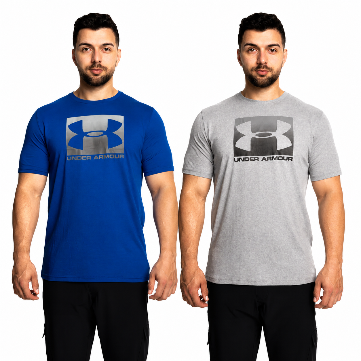 Under Armour Boxed Sportstyle Tee Mens Crew Neck T-Shirt Royal Graphite and Steel Light Heather Graphite UK S-3XL