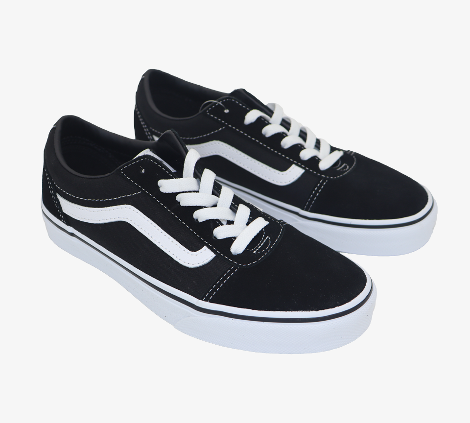 Vans Ward Canvas Kids Girls Shoes Black/White UK 10-13/1-8