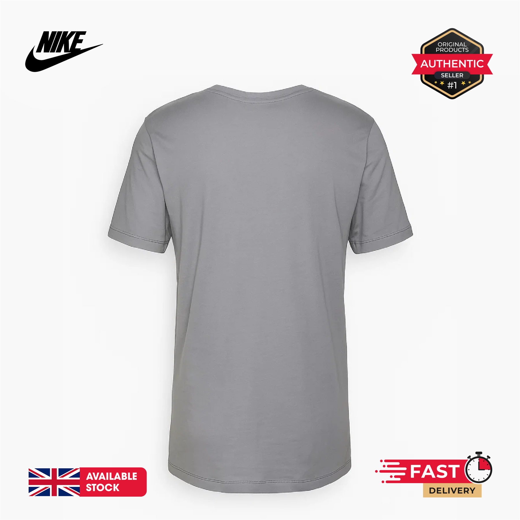 Nike Court SwooshMoto Logo Tee Mens Black and Grey Short Sleeve Crew Neck T-Shirt UK S-2XL